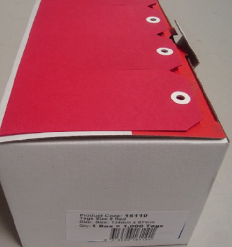 Avery 18110 Shipping Tags Size 8 Red 160 x 80mm Box 1000
